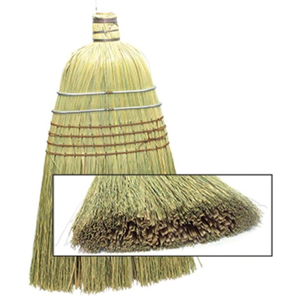 The Brush Man Heavy Rattan Fill Upright Broom, Clear Lacaquered Hdl, 12PK WR40